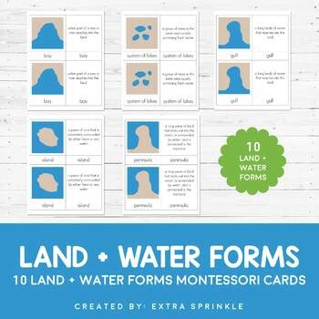 Land and Water Forms Montessori Cards by Extra Sprinkle | TpT