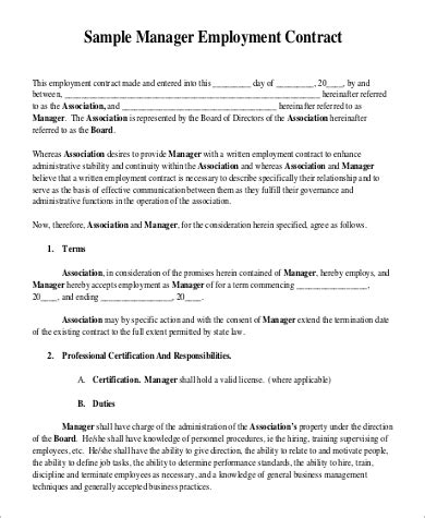 FREE 20+ Employment Contract Samples in MS Word | PDF | Excel