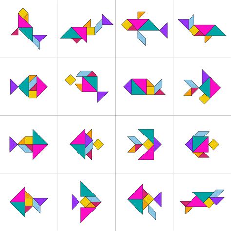 rompecabezas de tangram conjunto de peces tangram. rompecabezas para ...