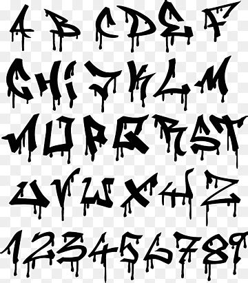 Tropfende Graffiti-Alphabet-Schriftart und -Zahlen, png | PNGWing