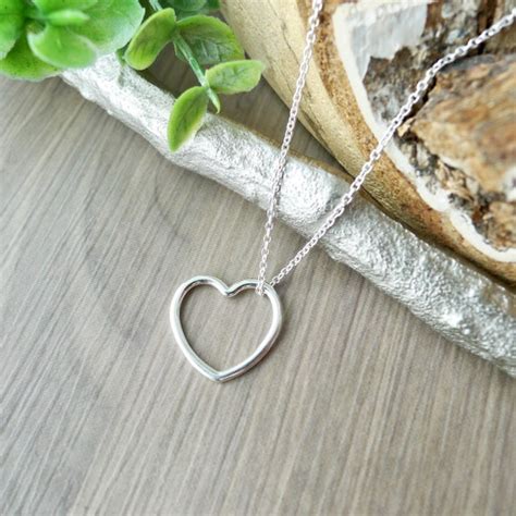 Heart Necklace Sterling Silver Plain Heart Simple Heart - Etsy