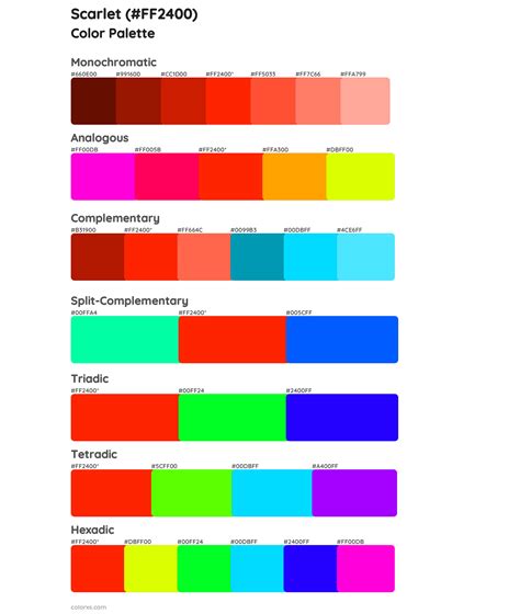 Scarlet color palettes - colorxs.com