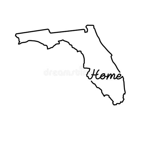 Florida US State Outline Map with the Handwritten HOME Word. Continuous ...