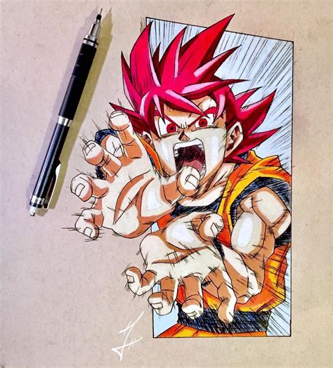 Dragon Ball Z Goku Turning Super Saiyan God Drawings