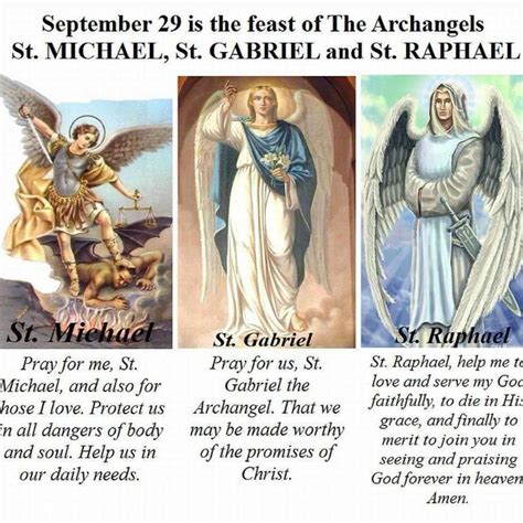 Happy Feast of the Archangels Feast Day Prayer to Michael, Gabriel and Raphael (the Archangels ...