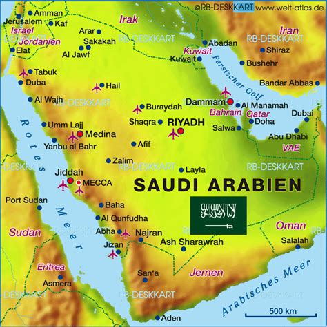 Map of Saudi Arabia (Country) | Welt-Atlas.de