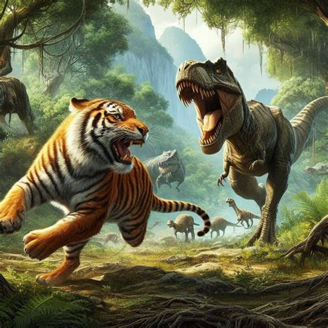 T Rex vs Tiger by dinosaurman217 on DeviantArt