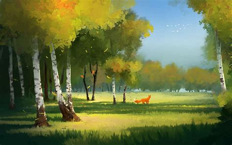 Green Forest Fox Painting Art Design #2K #wallpaper #hdwallpaper # ...