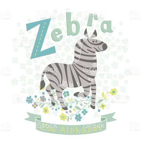 Letter Z - Zebra. Alphabet with cute animals. Vector illustration ...