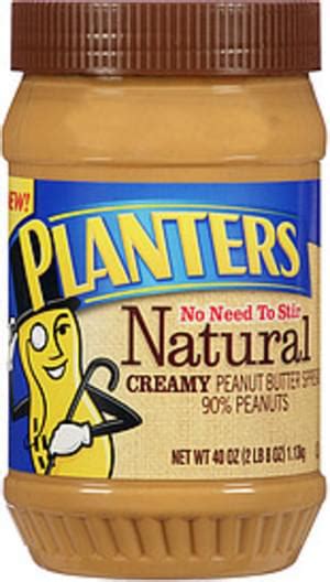 Planters Natural Creamy Peanut Butter - 40 oz, Nutrition Information | Innit