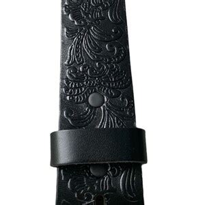 Black Embossed Leather Belt, Full Grain Leather, Interchangeable Snap Belt, Country Western ...