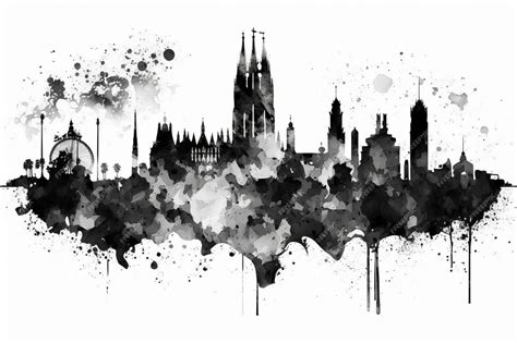 Premium Photo | A black and white digital art print of a cityscape by art spectrum