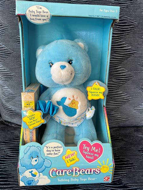 New Care Bears TALKING BABY TUGS BEAR 2003 Blue Plush +Cartoon Video in box. | eBay