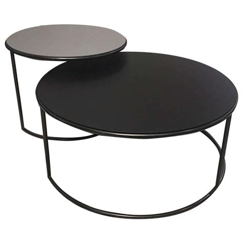 Set of 2 Contemporary Round Black and Grey Matt Lacquered Nesting Tables For Sale at 1stDibs ...