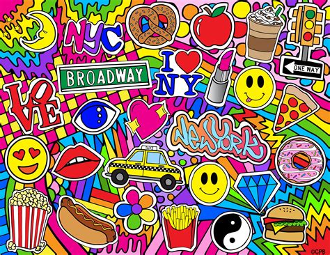 I Love NYC - This design is all NYC themed with a bright and colorful background. | Colorful ...