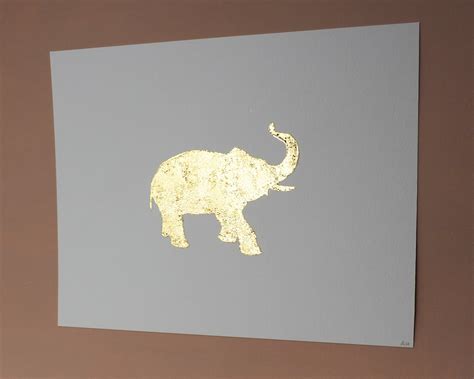 Gold Elephant Wall Art Trunk Up Elephant Art Print | Etsy