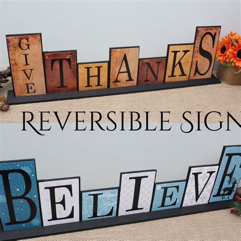 Give Thanks Sign Thanksgiving Wood Decoration Reversible - Etsy