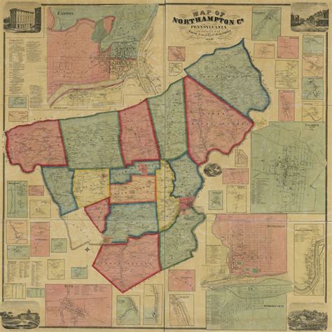 1860 Map of Northampton County Pa From Actual Surveys Easton | Etsy