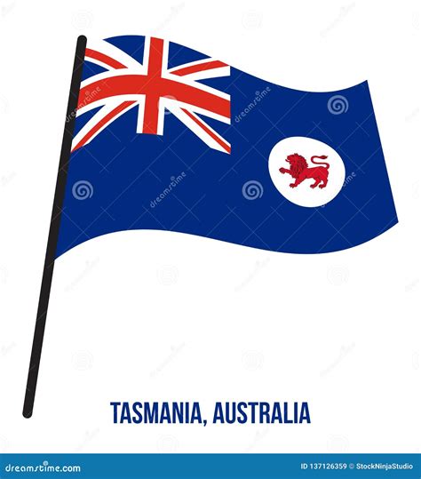 Tasmania Tas Flag Waving Vector Illustration on White Background. States Flag of Australia Stock ...