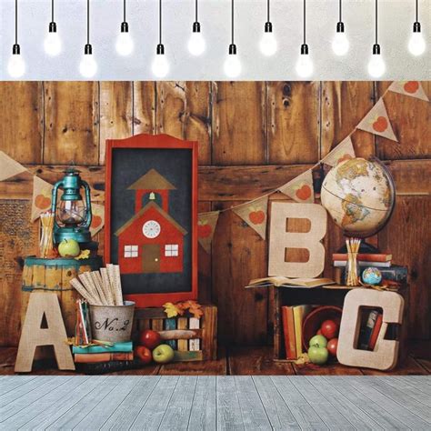 5x3ft Kindergarten Classroom Backdrop ABC Vintage Wooden House Back to ...