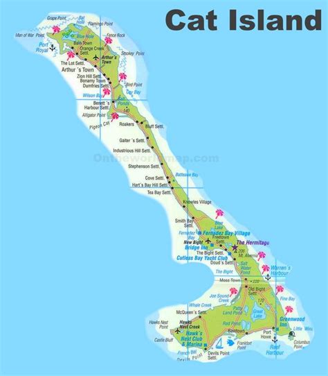 Cat Island tourist map - Ontheworldmap.com