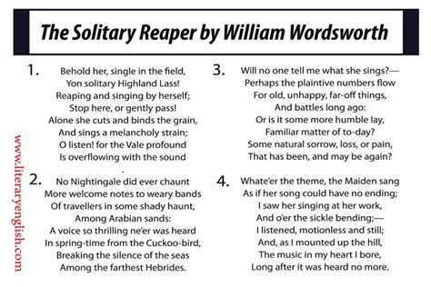 Summary & Analysis | Solitary Reaper by Wordsworth - Literary English