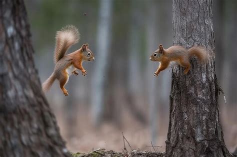 Premium AI Image | Two squirrels fighting in a forest