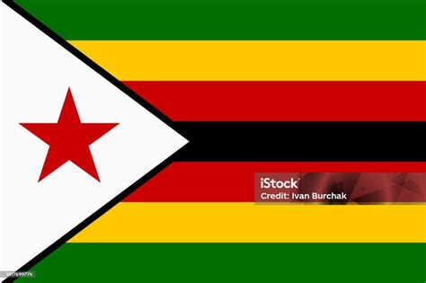 Flag Of Zimbabwe Official Colors Flat Vector Illustration Stock Illustration - Download Image ...