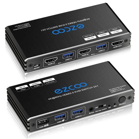 4K HDMI KVM Switch 2 Ports USB 3.0, Share 2 Computers with one Keyboard Mouse