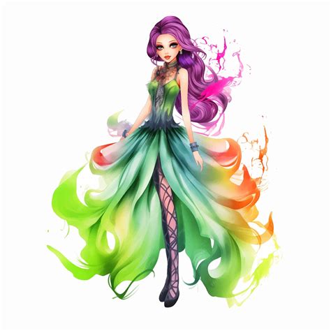 Premium Vector | Girl in colorful dress watercolor paint