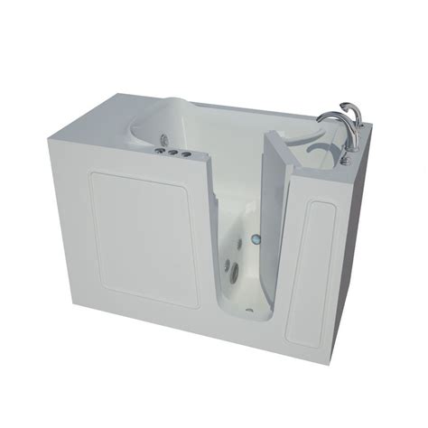 Shop Endurance Endurance Tubs White Fiberglass Rectangular Walk-in Whirlpool Tub (Common: 26-in ...