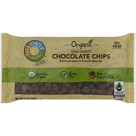 Full Circle Market Organic Chocolate Chips, Semi-Sweet, 52% Cacao ...