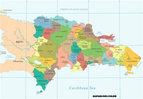 ⊛ Mapa de República Dominicana ·🥇 Político & Físico Para Imprimir