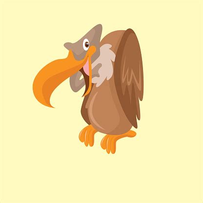 Funny Perched Vulture Or Condor Bird Cartoon Character Stock Illustration - Download Image Now ...