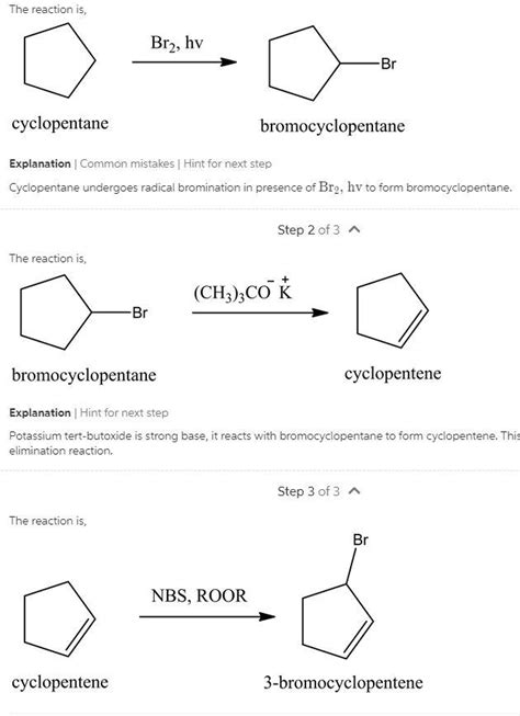 Solved A synthesis 3-bromocyclopentene from cyclopentane | Chegg.com