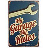 ERLOOD My Garage My Rules Retro Vintage Decor Metal Tin Sign 12 X 8 Inches | Vintage metal signs ...