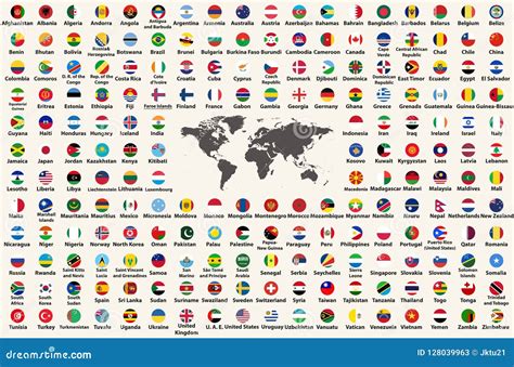 All Countries Flags of the World in Circular Form Design, Arranged in Alphabetical Order, with ...