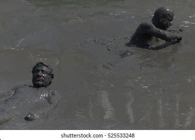 People Taking Mud Bath Pikrolimni Greece Stock Photo 525533248 ...