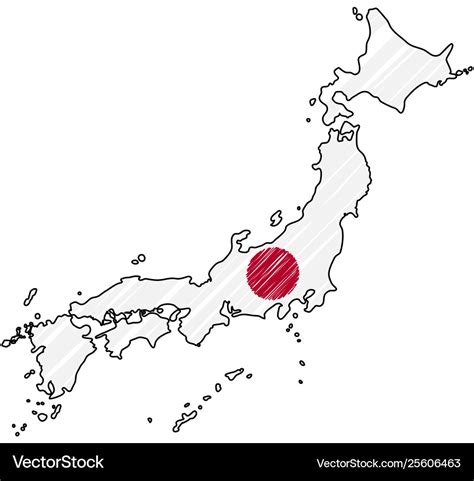 Japan map hand drawn sketch concept Royalty Free Vector