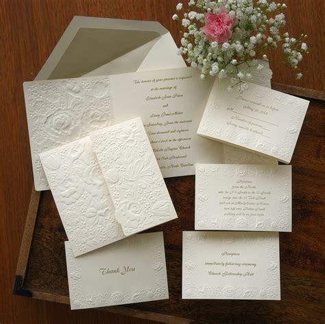 Embossed Floral Wedding Invitation Suite / Wedding RSVP Cards ...