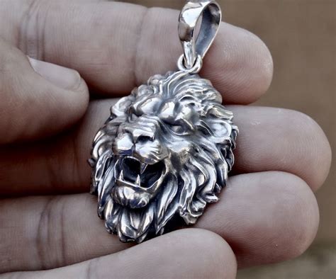 New Royal Lion Head Roaring Pendant Sterling Silver 925 Handmade – Silverzone77 Store