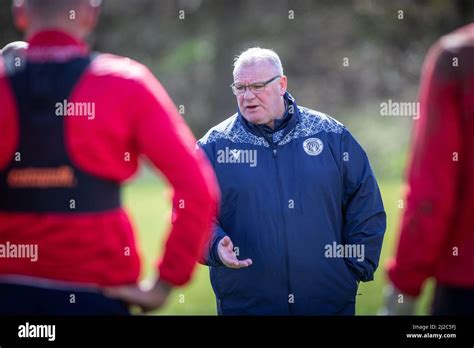 Football manager Steve Evans during training session at Stevenage ...