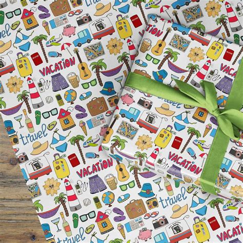 Summer Holidays Wrapping Paper Roll Or Folded By The Wrapping Paper Shop