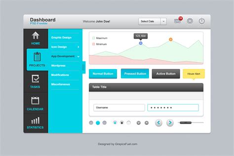 Dashboard UI Elements PSD | UICloud