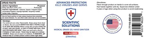 MEDICAL GRADE HAND SANITIZER- alcohol gel