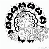 Coloring Page Of A peacock mandala Download Or Print For Free sketch template