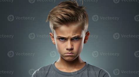 Angry Boy Looking at the Camera Isolated on the Minimalist Background 32500111 Stock Photo at ...