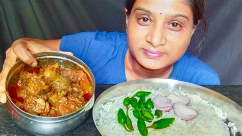 Spicy Chicken Stomach Curry🔥Spicy Green Chili 🌶️🥵 Salad Rice। Indian girl Eating। Spicy ...