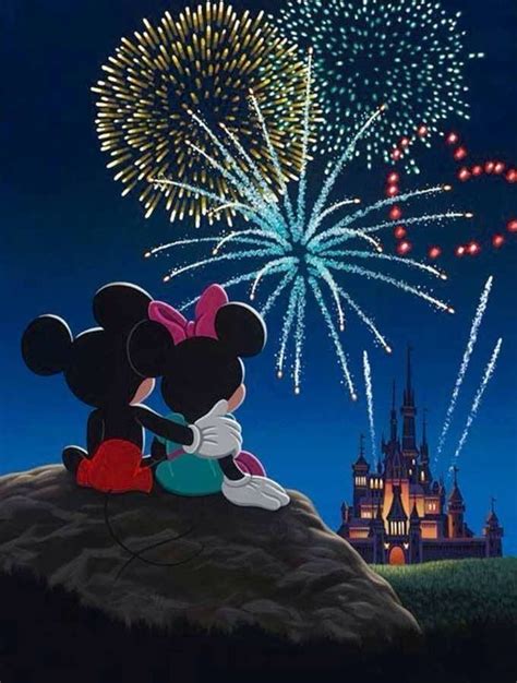 Mickey and Minnie watching fireworks. | Art disney, Papier peint disney, Mickey mouse