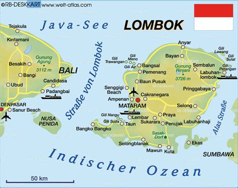 Map of Lombok (Indonesia)